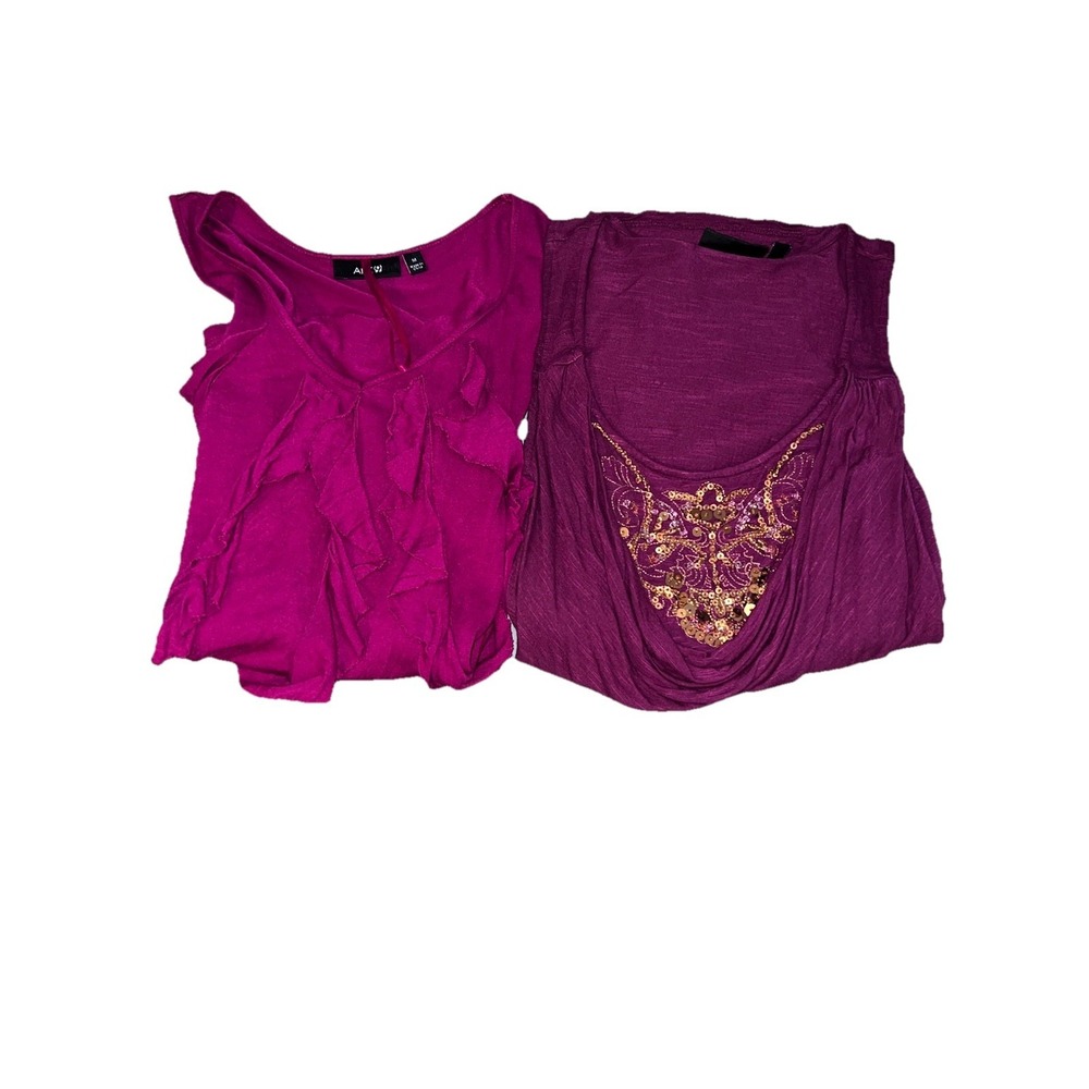 Apt. 9 Size Medium‎ Two Tank Tops One Sequence Beaded The Other Cascading Ruffle